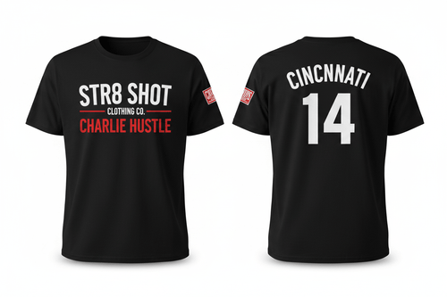 STR8 SHOT - Charlie Hustle T (Black) - STR8 SHOT CLOTHING COMPANY