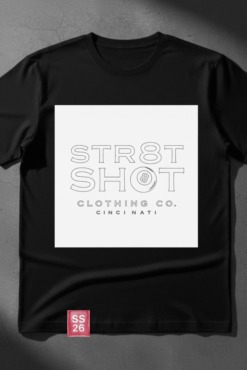 STR8 SHOT - Clothing Co. White Square Outline Tee - STR8 SHOT CLOTHING COMPANY
